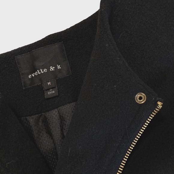 EVETTE & K BLACK WOOL ZIP UP JACKET - Picture 11 of 14